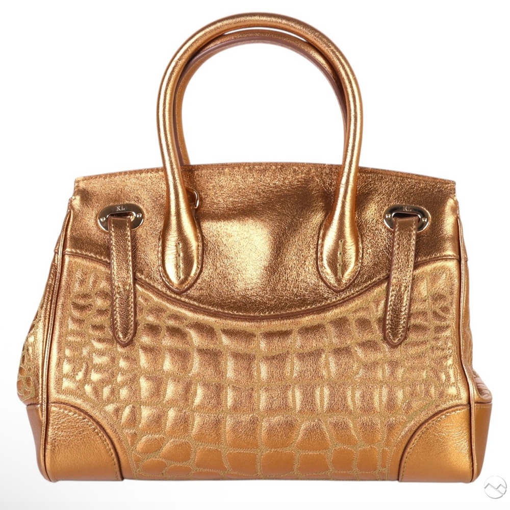 Ralph Lauren Ricky 27 Quilted Gold bronze Leather Handbag - Picture 3 of 14